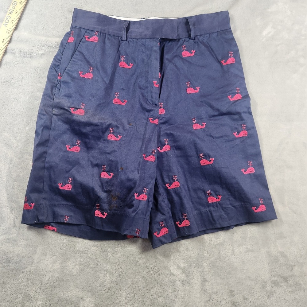Vintage Lilly Pulitzer Blue /Pink Embroidered Whales Cotton Shorts Size 8